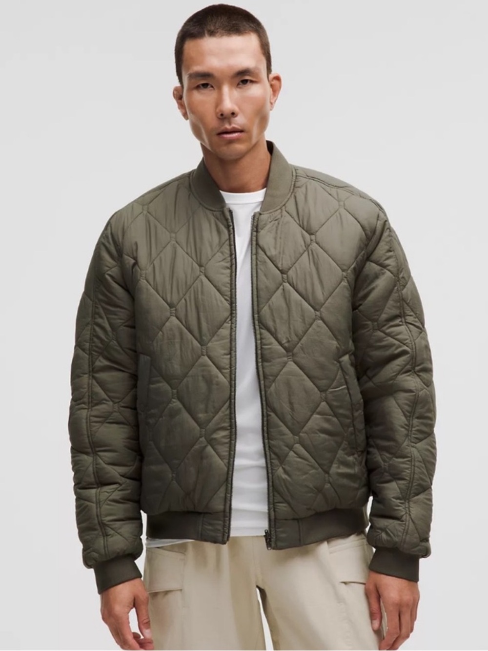 Lululemon Reversible Insulated Bomber Jacket Army Green PrimaLoft Quilted Small
